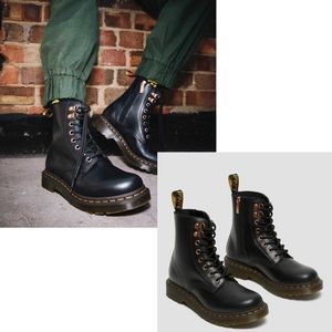 Dr. Martens 1460 Pascal Rose Gold Hardware Leather Lace Up Boots, EU 38: US 7